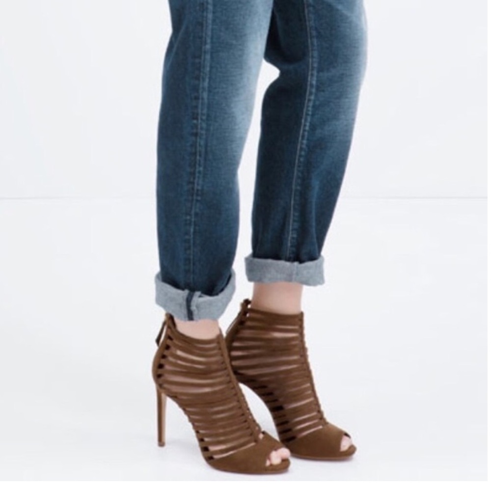 Zara Brown Caged High-Heeled Sandals